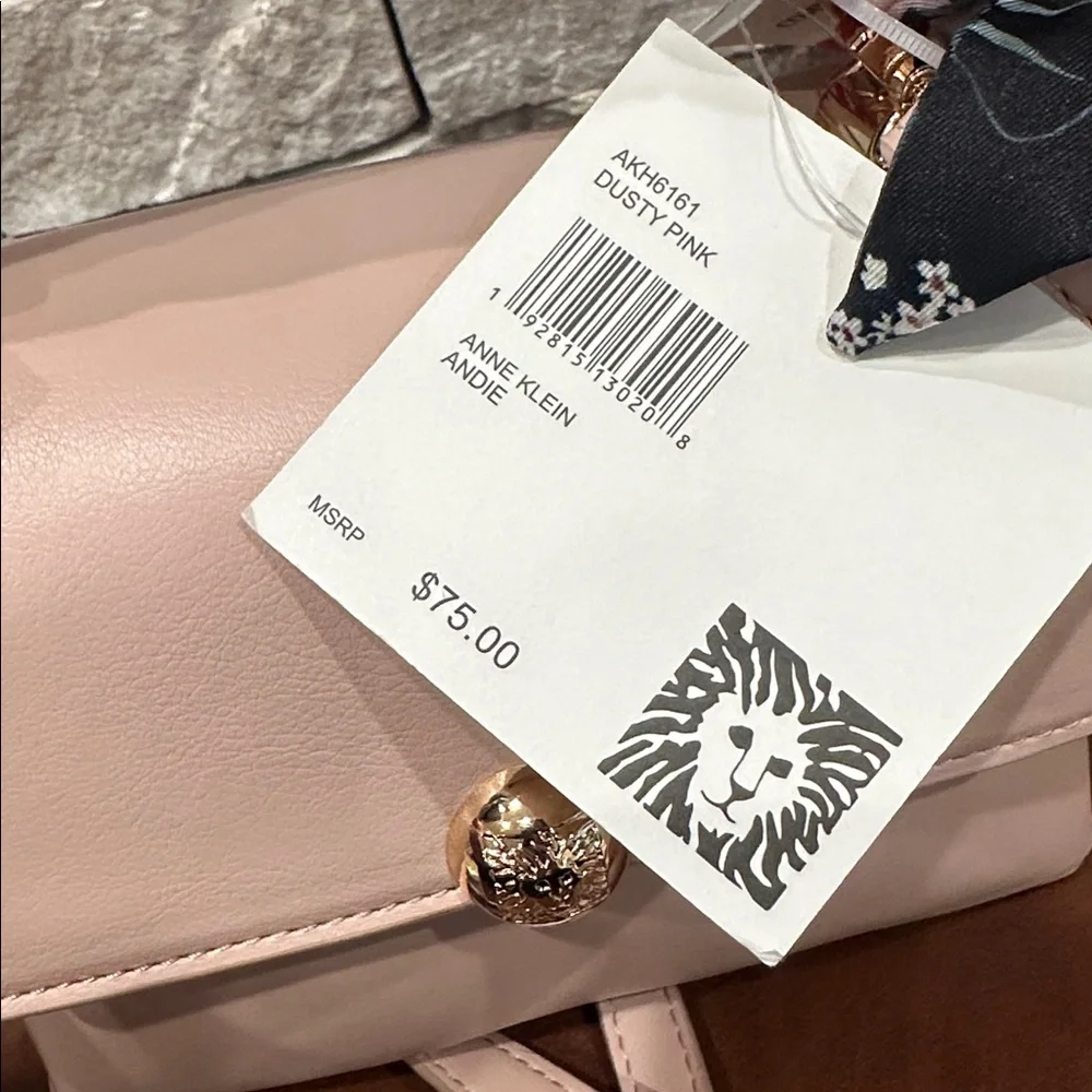 Anne Klein Pale Pink Crossbody with Floral Scarf Accent - Picture 4 of 5